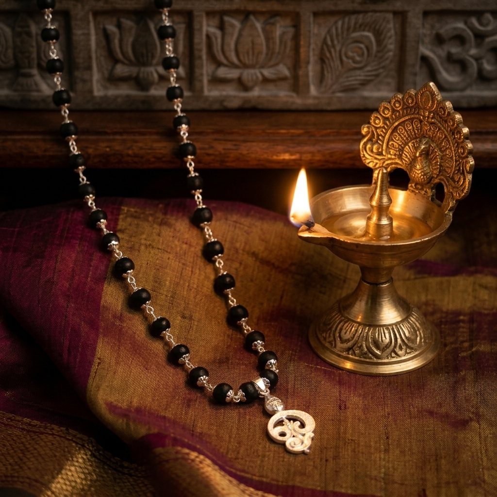 Karungali Malai With OM Murugan Pendant With Lab Certification(8MM) - Image 2