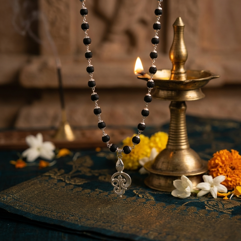 Karungali Malai With OM Murugan Pendant With Lab Certification(8MM) - Image 4
