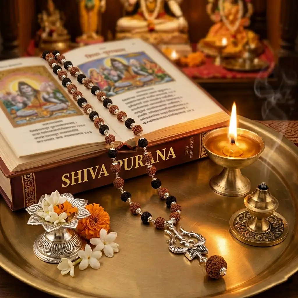 Karungali & Rudraksh GS Mala With OM Rudraksh Pendant(8MM) - Image 3