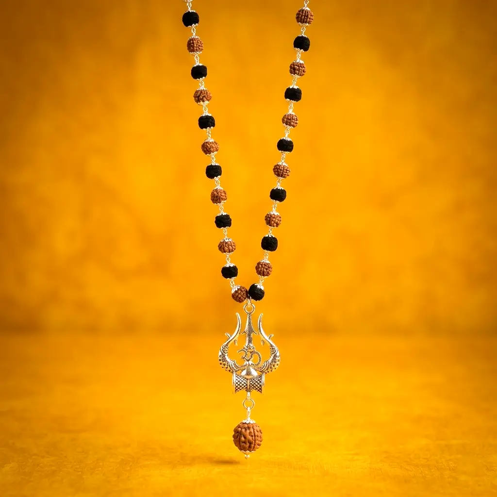 Karungali & Rudraksh GS Mala With OM Rudraksh Pendant(8MM) - Image 4