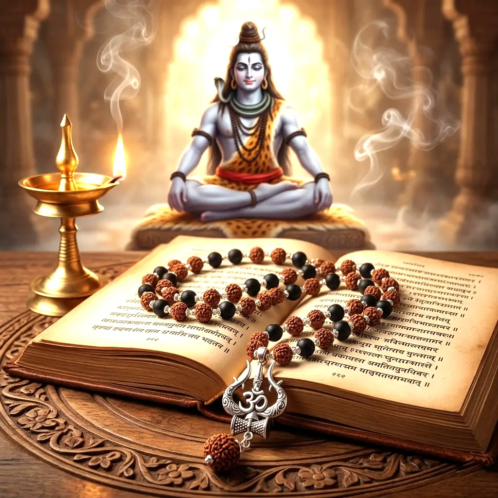 Karungali & Rudraksh GS Mala With OM Rudraksh Pendant(8MM)