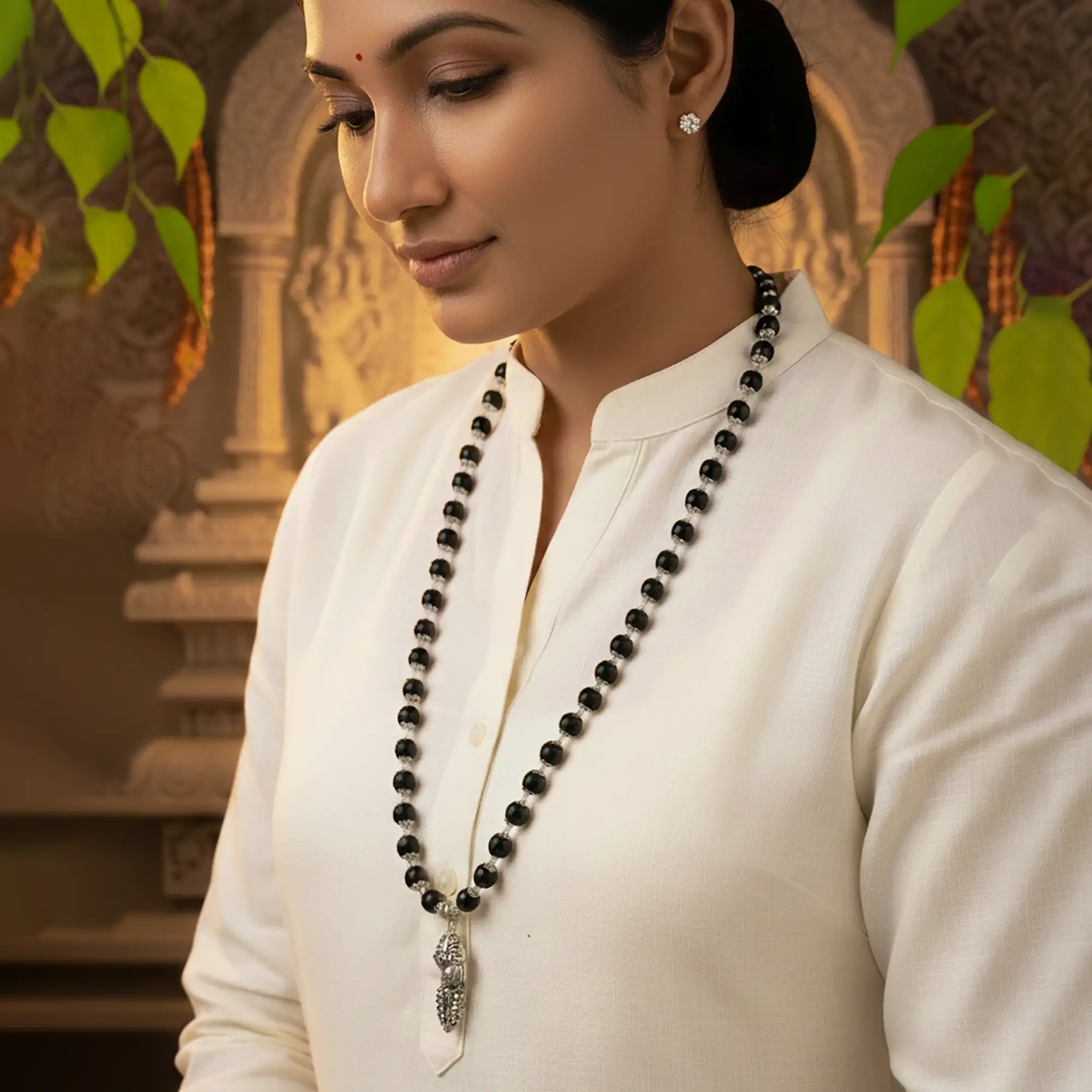 Karungali Silver Cap With Peacock Pendant With Lab Certification(8MM) - Image 6