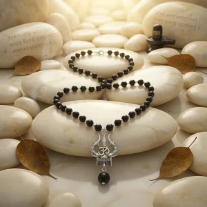 Karungali Malai GS Cap With OM Shive Trishool Karungali Pendant With Lab Certification(8MM)