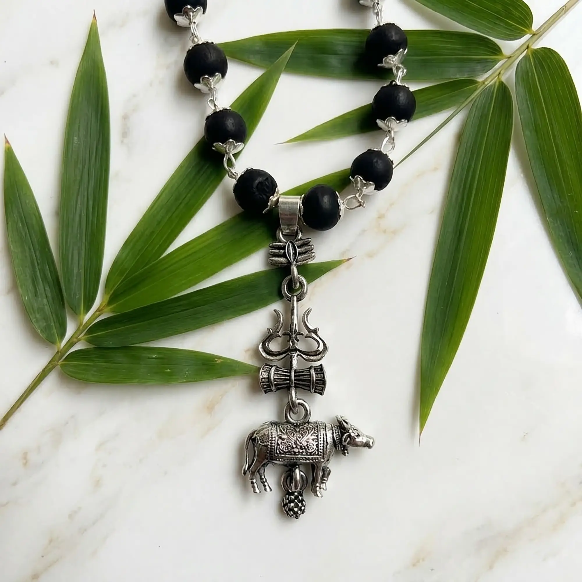 Karungali Malai With Nandi Pendant With Lab Certification(8MM) - Image 3