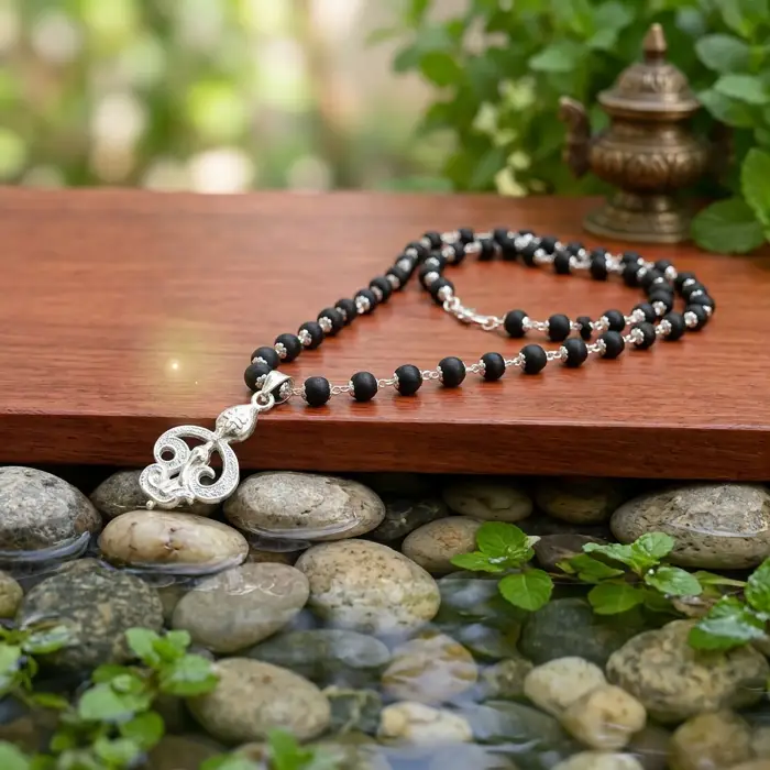 Karungali Malai With OM Murugan Pendant With Lab Certification(8MM) - Image 2