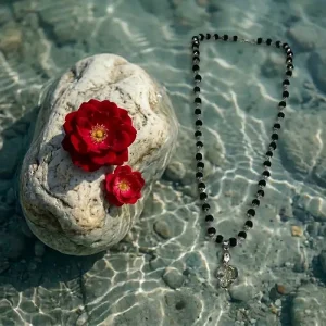 Karungali Malai With OM Murugan Pendant With Lab Certification(8MM)