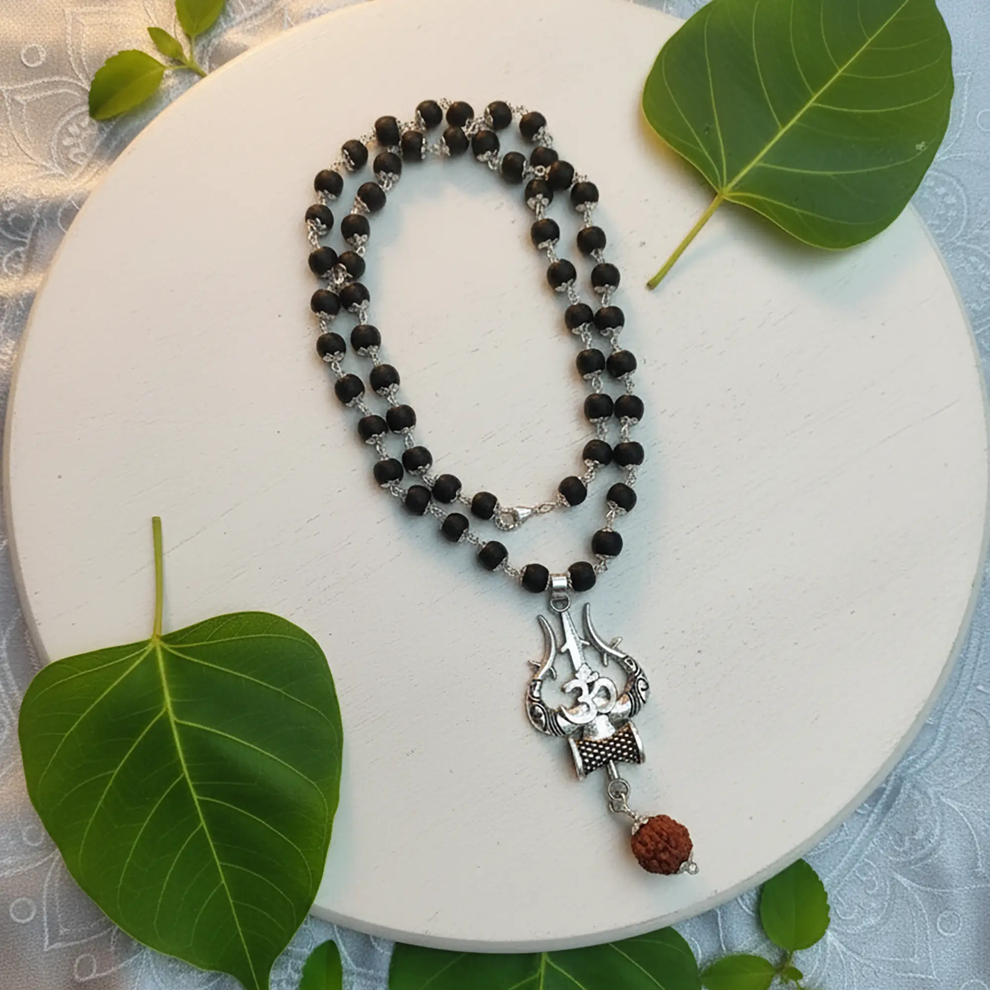 Karungali Malai With Rudraksh Trisool Pendant(8MM) - Image 4