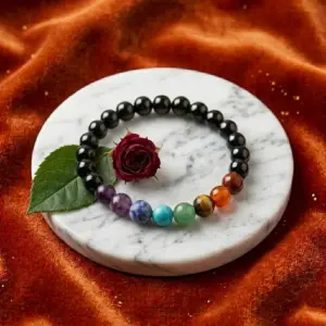 Karungali with Seven Chakaras Bracelet - 8 MM with Lab certification